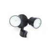Lutec Shrimp Twin Head Outdoor LED PIR Wall Light - Black