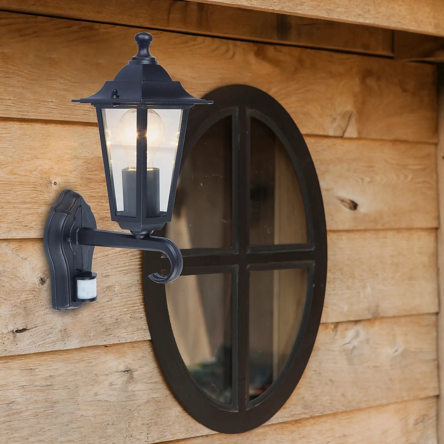 Lutec Corniche PIR Outdoor Wall Lantern - Black 4 Lutec Corniche PIR Outdoor Wall Lantern - Black - Image 2
