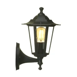 Lutec Corniche E27 Outdoor Wall Lantern - Black -EGLO SALES 12819209 3434832981832225