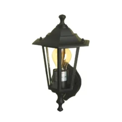 Lutec Corniche E27 Outdoor Wall Lantern - Black -EGLO SALES 12819209 8594832981749311