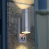 Lutec Rado Up/Down PIR Outdoor Wall Light - Stainless Steel