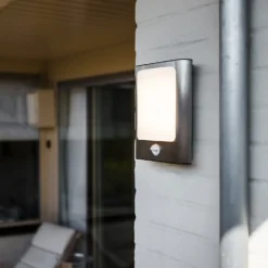 Lutec Face 13W LED PIR Outdoor Wall Light - Stainless Steel -EGLO SALES 12819285 1504952877278859