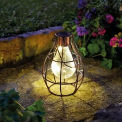 Small Solar Lightbulb Cage Lantern