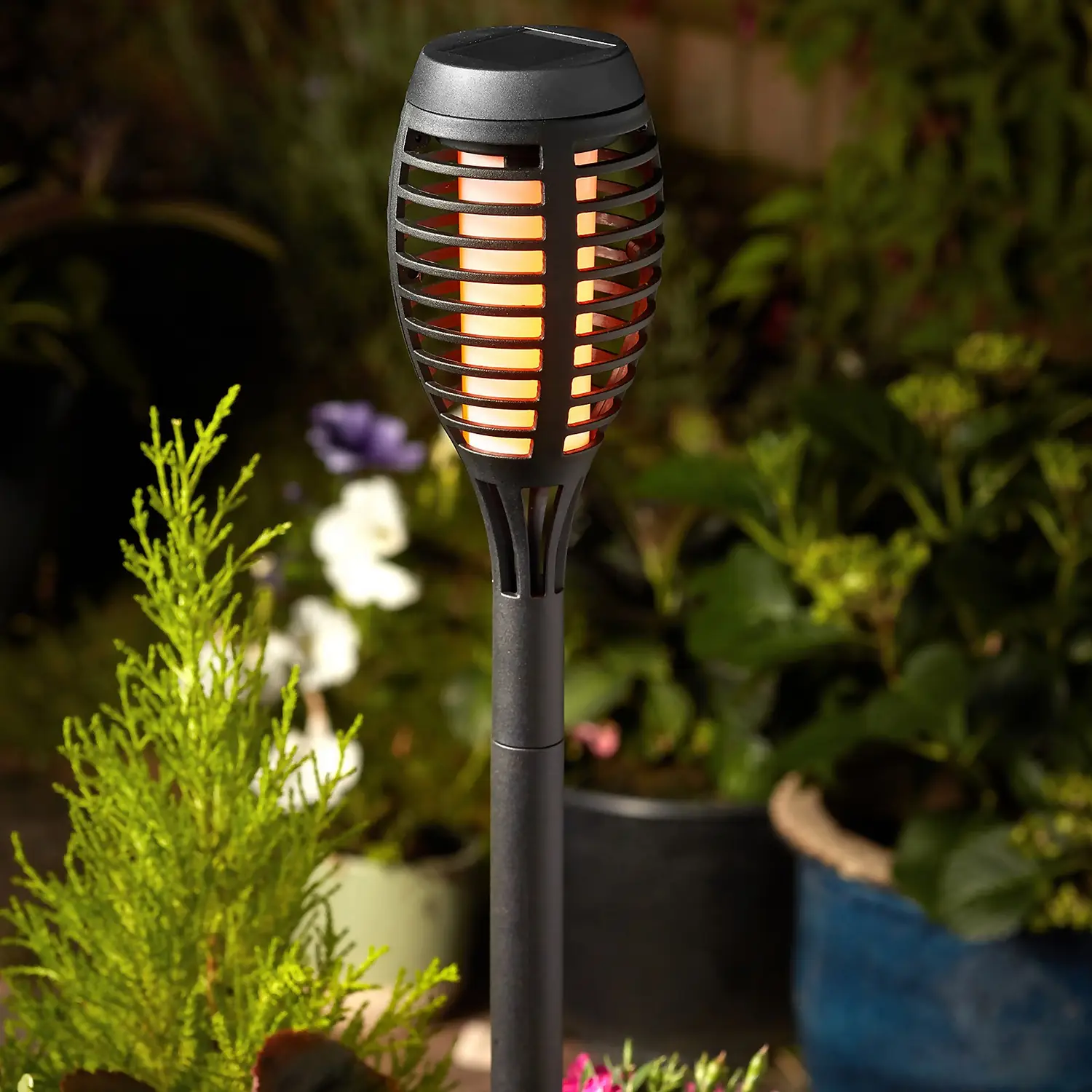 Party Flame Effect Solar Garden Torch - 4 Pack 3 Party Flame Effect Solar Garden Torch - 4 Pack