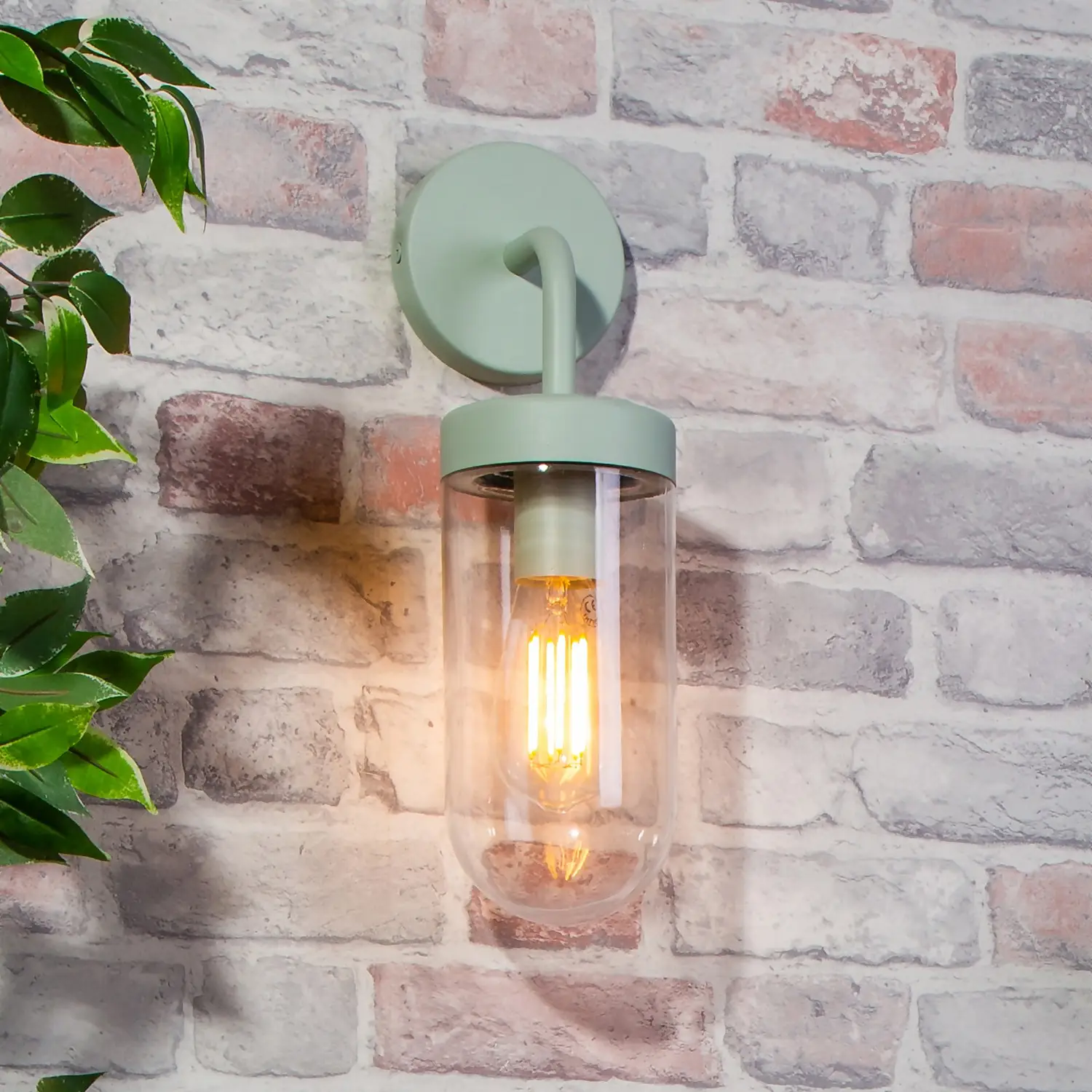 Kew Curved Arm E27 Outdoor Wall Light - Mint 3 Kew Curved Arm E27 Outdoor Wall Light - Mint