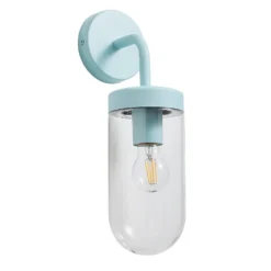 Kew Curved Arm E27 Outdoor Wall Light - Pale Blue -EGLO SALES 13924368 1814980108023538