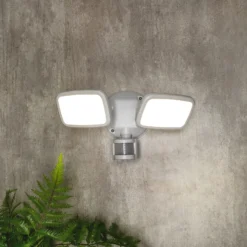 Lynn 2 Light LED Outdoor Floodlight With PIR Sensor (IP65) - White