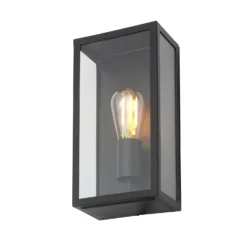 Minerva Outdoor Box Lantern Wall Light - Black -EGLO SALES 13956092 8584995190292484