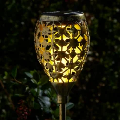 Homebase Edit Antique Gold Solar Moroccan Stake Light - 65cm